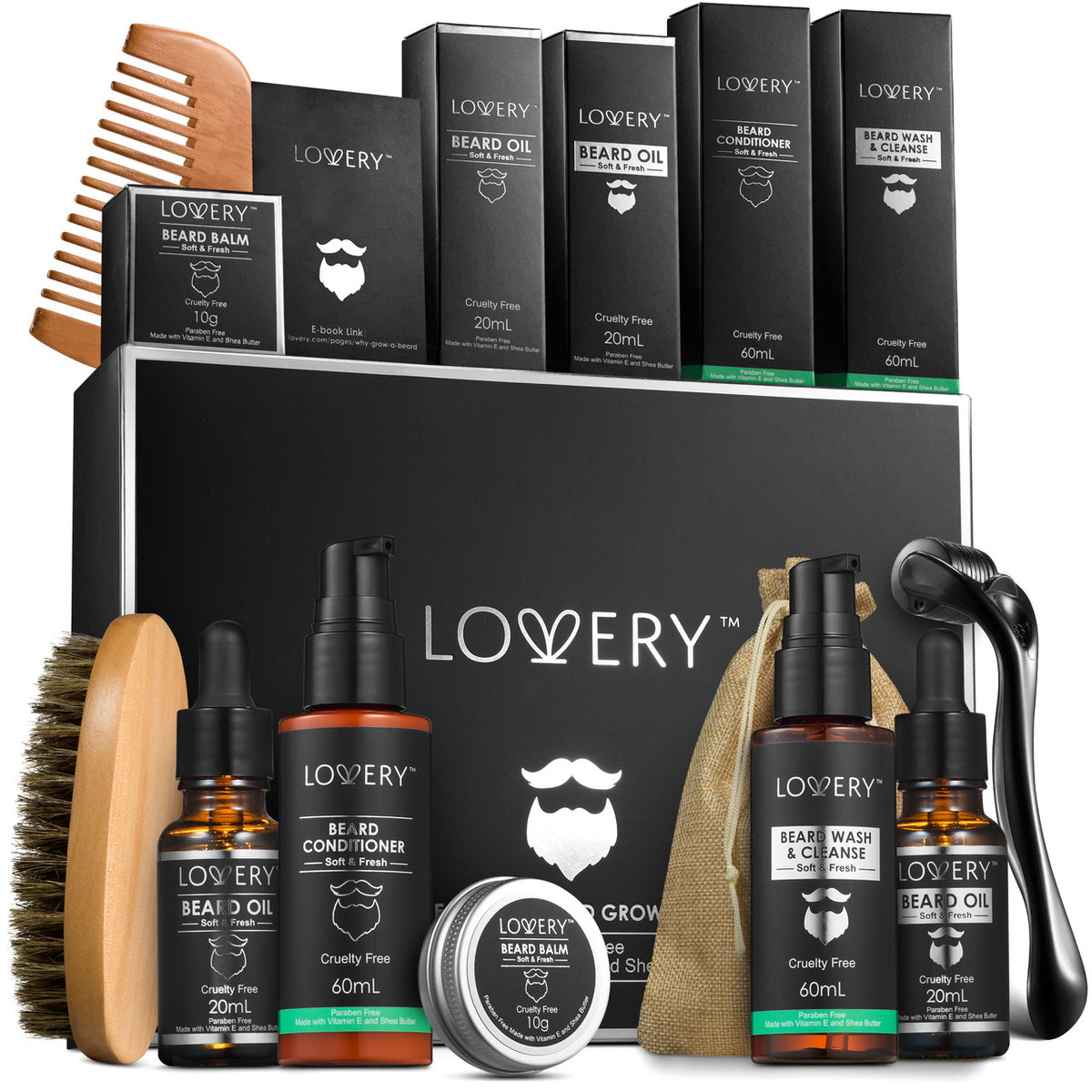 Lovery Men's 12-Pc. Beard Grooming & Growth Kit Beard Trimming Set