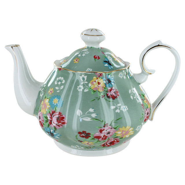 Shabby Rose Green Porcelain - 5 Cup Teapot